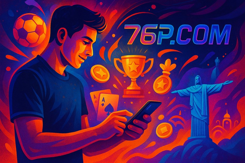 Apostador brasileiro feliz usando um aplicativo de apostas no celular para verificar o preço 888live.